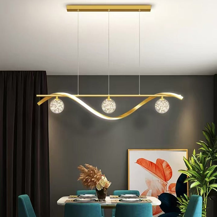 Luxury Hand Blown Glass LED Pendant Light 100cm Adjustable 3 Color Dimmable Remote Control for Dining Bar Living Room - Amazingooh Wholesale