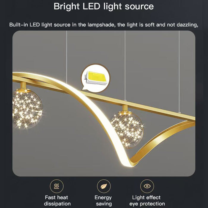 Luxury Hand Blown Glass LED Pendant Light 100cm Adjustable 3 Color Dimmable Remote Control for Dining Bar Living Room - Amazingooh Wholesale