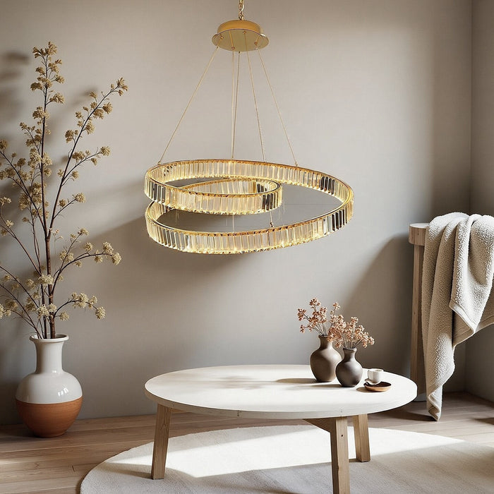 BAMDECOR C3321 Modern Crystal Chandeliers Lighting Fixtures Contemporary Wave Chandelier Lighting Fixtures (Gold)