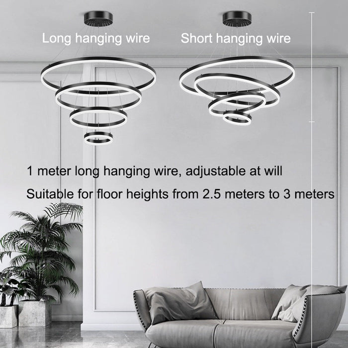 Minimalist LED Pendant Light Adjustable Circular Chandelier for Living Room and Dining Room - Amazingooh Wholesale