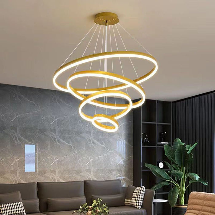 Minimalist LED Pendant Light Adjustable Circular Chandelier for Living Room and Dining Room - Amazingooh Wholesale