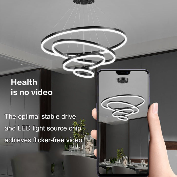 Minimalist LED Pendant Light Adjustable Circular Chandelier for Living Room and Dining Room - Amazingooh Wholesale