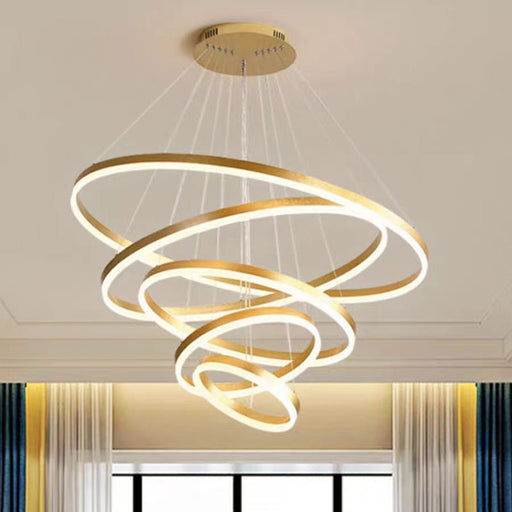 Minimalist LED Pendant Light Adjustable Circular Chandelier for Living Room and Dining Room - Amazingooh Wholesale