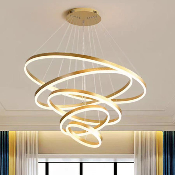 Minimalist LED Pendant Light Adjustable Circular Chandelier for Living Room and Dining Room - Amazingooh Wholesale
