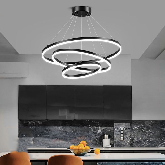 Minimalist LED Pendant Light Adjustable Circular Chandelier for Living Room and Dining Room - Amazingooh Wholesale