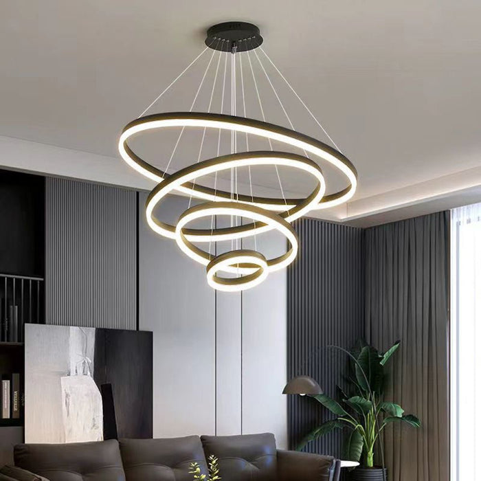 Minimalist LED Pendant Light Adjustable Circular Chandelier for Living Room and Dining Room - Amazingooh Wholesale