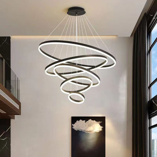 Minimalist LED Pendant Light Adjustable Circular Chandelier for Living Room and Dining Room - Amazingooh Wholesale