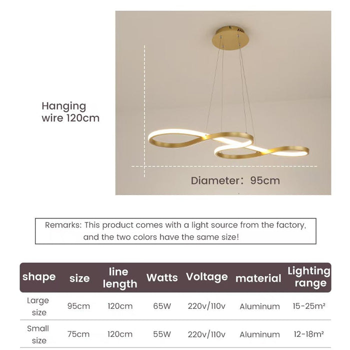 Modern Chandelier Infinity LED Pendant Light Adjustable 3 Color Dimmable Remote Control for Dining Bar Living Room 120cm - Amazingooh Wholesale