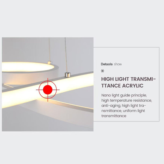 Modern Chandelier Infinity LED Pendant Light Adjustable 3 Color Dimmable Remote Control for Dining Bar Living Room 120cm - Amazingooh Wholesale