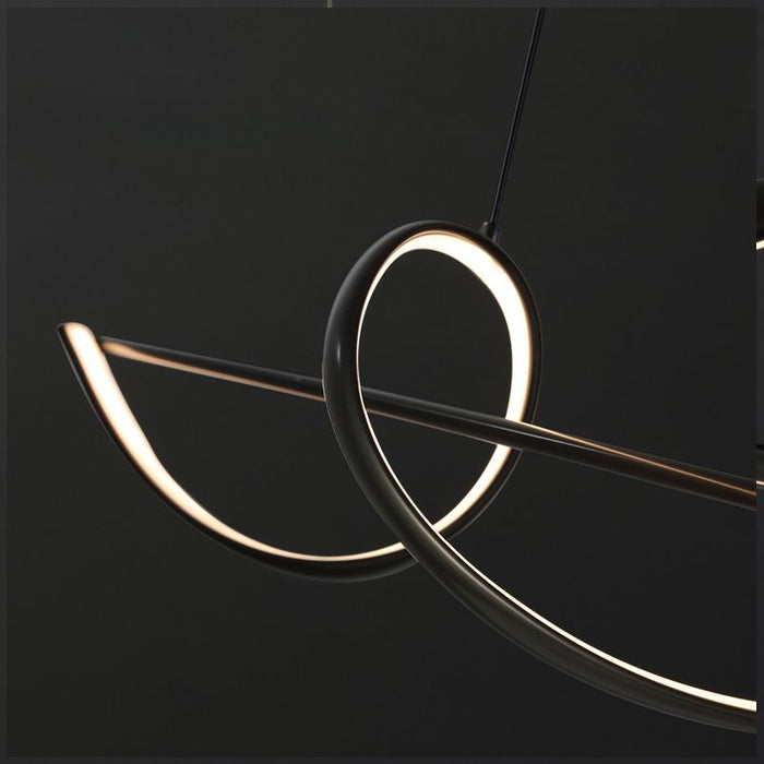 Modern LED Linear Chandeliers Pendant Lights with Dimmable LED and Adjustable Hanging Length 140cm - Black - Amazingooh Wholesale