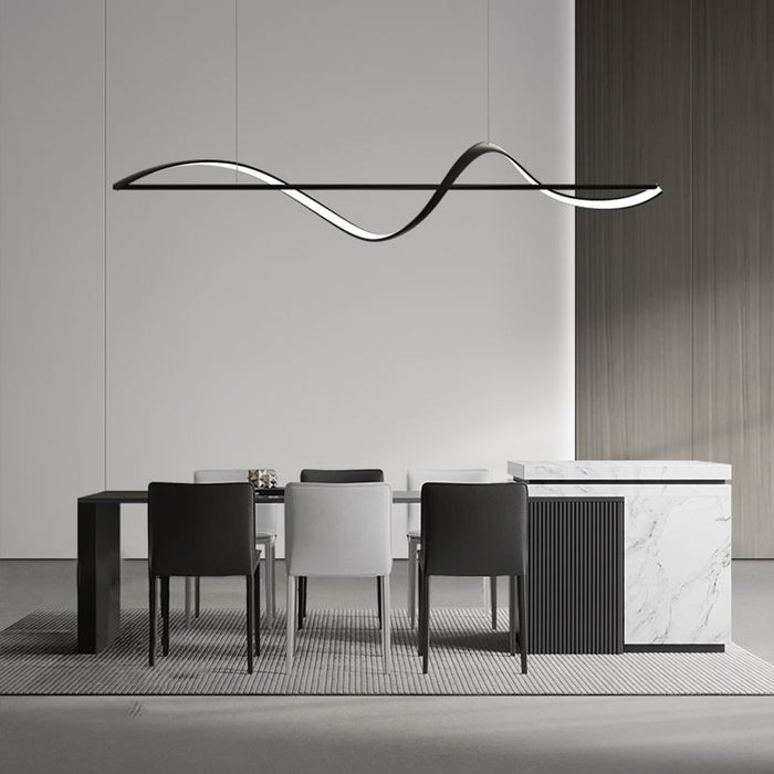Modern LED Linear Chandeliers Pendant Lights with Dimmable LED and Adjustable Hanging Length 140cm - Black - Amazingooh Wholesale