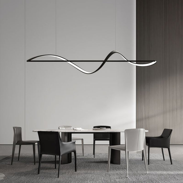 Modern LED Linear Chandeliers Pendant Lights with Dimmable LED and Adjustable Hanging Length 160cm - Black - Amazingooh Wholesale