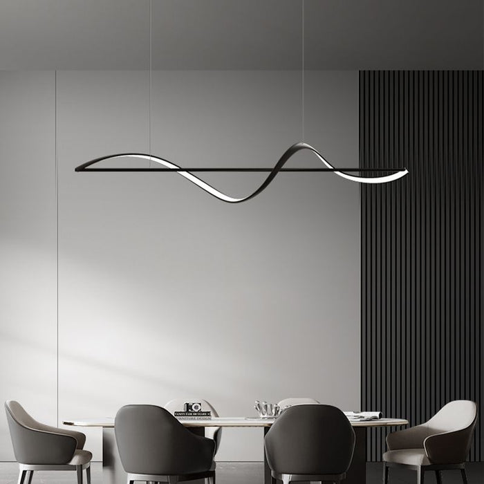 Modern LED Linear Chandeliers Pendant Lights with Dimmable LED and Adjustable Hanging Length 160cm - Black - Amazingooh Wholesale
