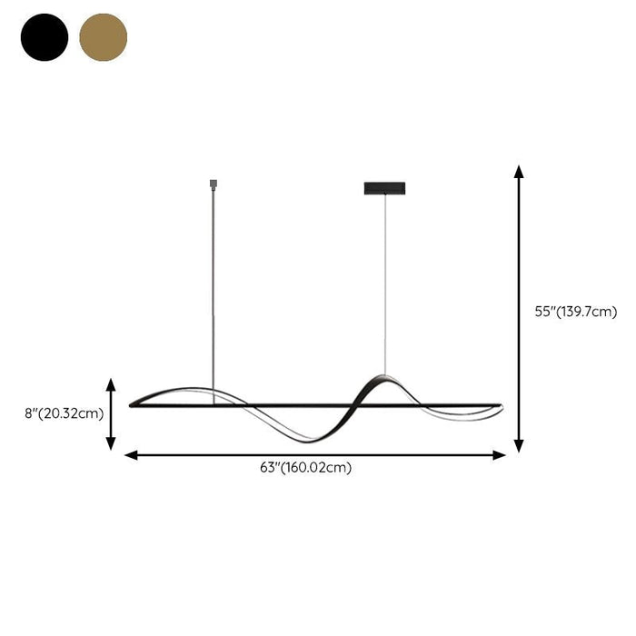 Modern LED Linear Chandeliers Pendant Lights with Dimmable LED and Adjustable Hanging Length 160cm - Black - Amazingooh Wholesale