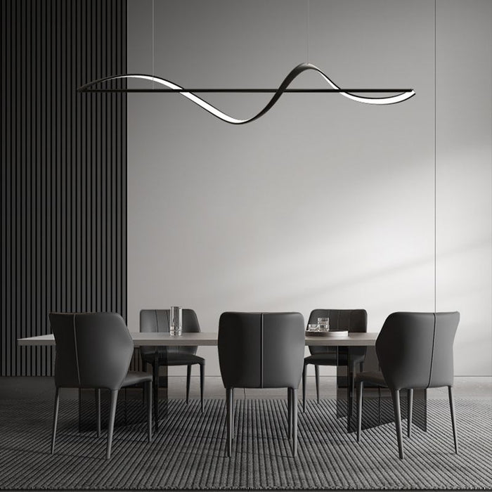 Modern LED Linear Chandeliers Pendant Lights with Dimmable LED and Adjustable Hanging Length 160cm - Black - Amazingooh Wholesale