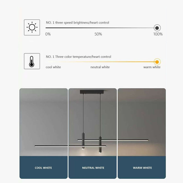 Modern Linear LED Pendant Light Adjustable 3 Color Dimmable Remote Control for Dining Bar Living Room 120cm - Amazingooh Wholesale