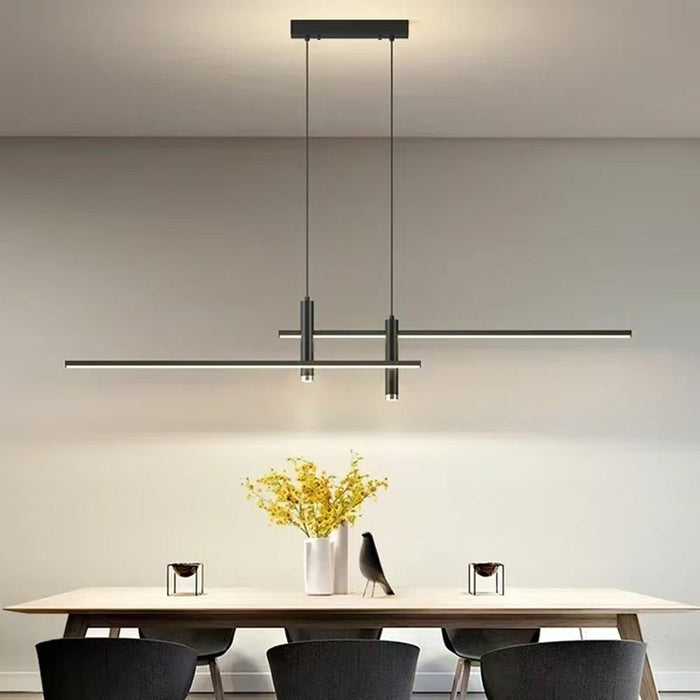 Modern Linear LED Pendant Light Adjustable 3 Color Dimmable Remote Control for Dining Bar Living Room 120cm - Amazingooh Wholesale