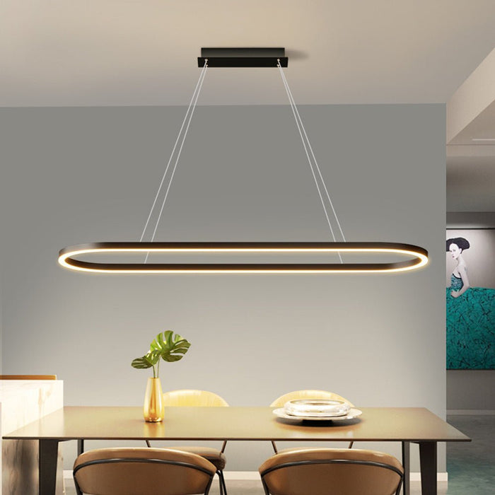 Modern Minimalist Oval Pendant Light Adjustable LED Chandelier for Dining Room, Bar, and Office - Amazingooh Wholesale