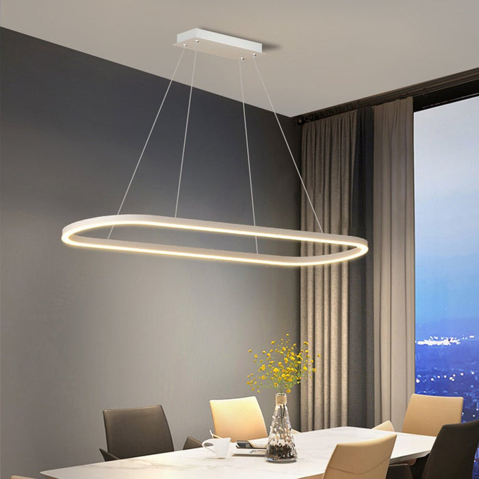 Modern Minimalist Oval Pendant Light Adjustable LED Chandelier for Dining Room, Bar, and Office - Amazingooh Wholesale
