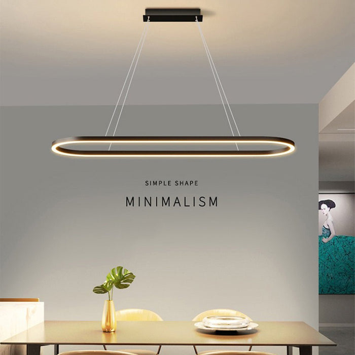 Modern Minimalist Oval Pendant Light Adjustable LED Chandelier for Dining Room, Bar, and Office - Amazingooh Wholesale