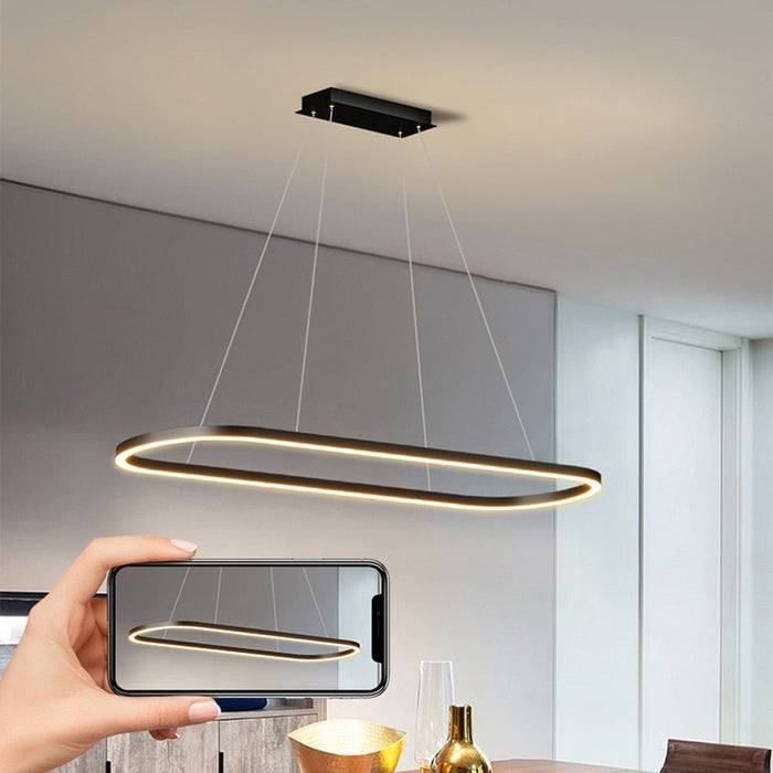 Modern Minimalist Oval Pendant Light Adjustable LED Chandelier for Dining Room, Bar, and Office - Amazingooh Wholesale