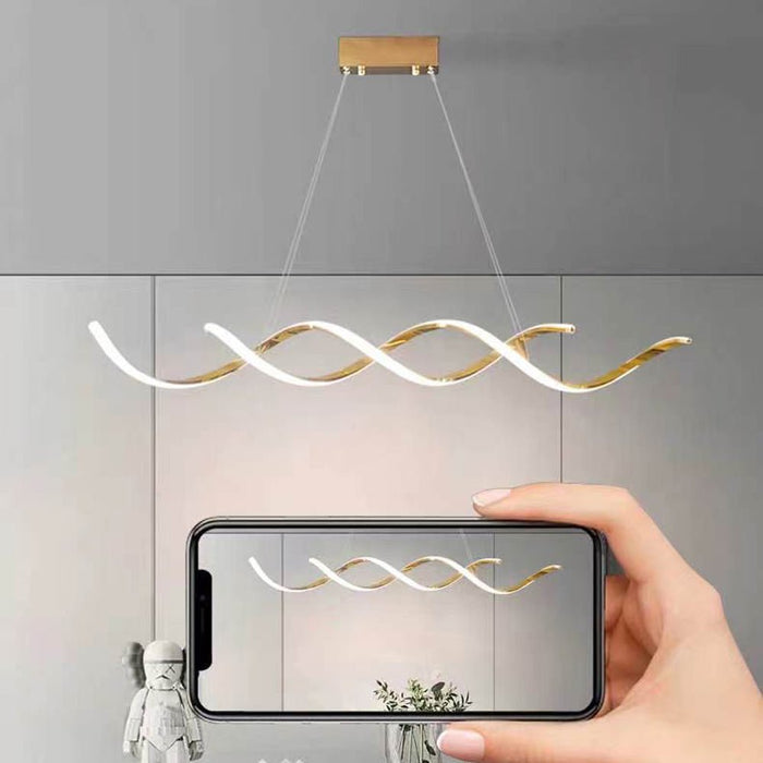 Modern Minimalist Titanium Gold Pendant Light Adjustable LED Chandelier for Dining Room and Bar - Amazingooh Wholesale