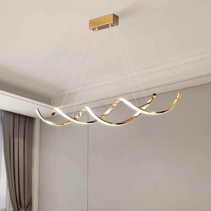 Modern Minimalist Titanium Gold Pendant Light Adjustable LED Chandelier for Dining Room and Bar - Amazingooh Wholesale