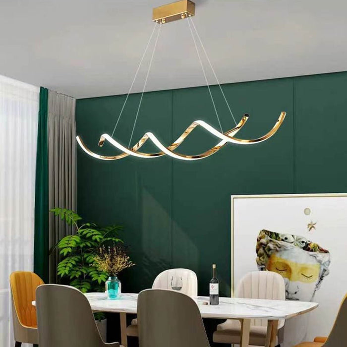 Modern Minimalist Titanium Gold Pendant Light Adjustable LED Chandelier for Dining Room and Bar - Amazingooh Wholesale