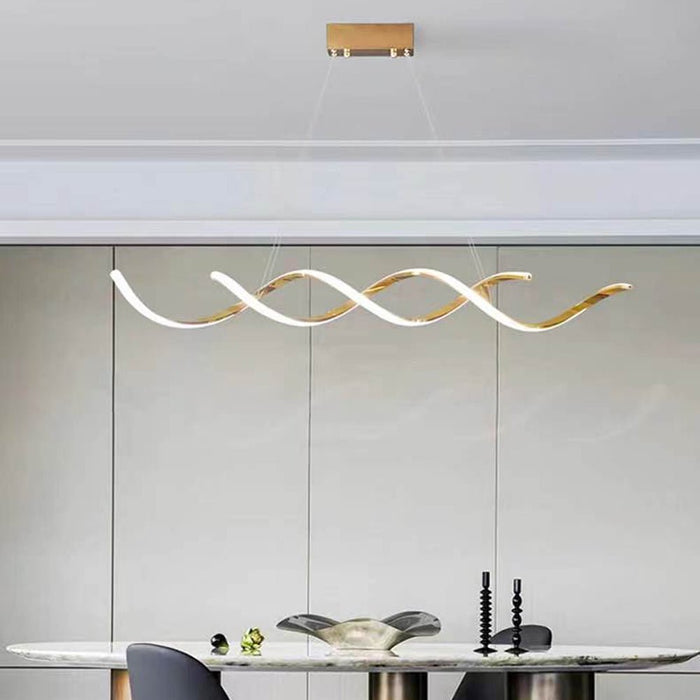 Modern Minimalist Titanium Gold Pendant Light Adjustable LED Chandelier for Dining Room and Bar - Amazingooh Wholesale