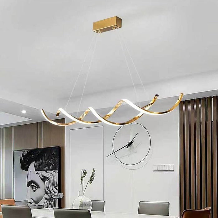Modern Minimalist Titanium Gold Pendant Light Adjustable LED Chandelier for Dining Room and Bar - Amazingooh Wholesale