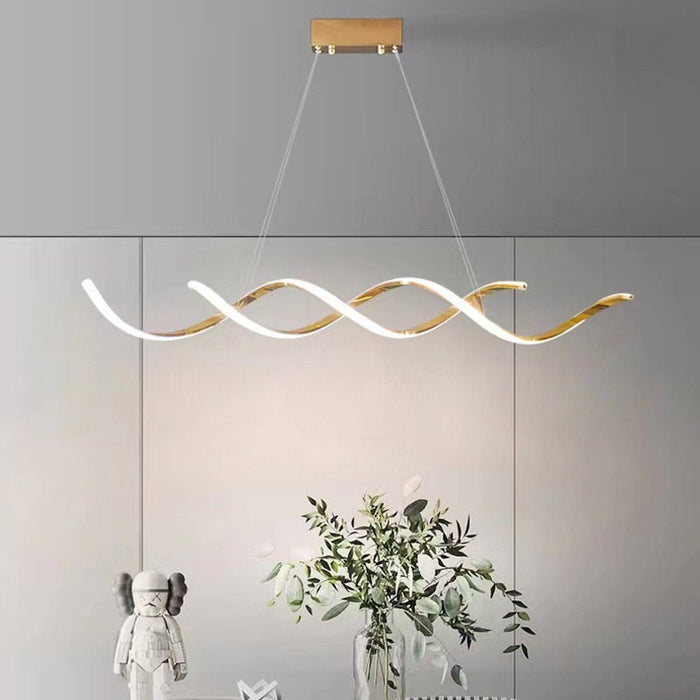 Modern Minimalist Titanium Gold Pendant Light Adjustable LED Chandelier for Dining Room and Bar - Amazingooh Wholesale