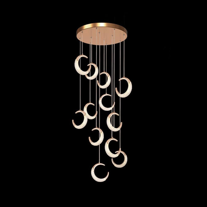 Moon Stair Chandelier Golden Luxury Villa Duplex Staircase Chandelier Apartment Revolving Loft Hollow Living Room (Dimmable Control) - Amazingooh Wholesale