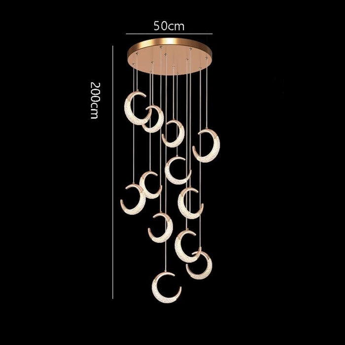 Moon Stair Chandelier Golden Luxury Villa Duplex Staircase Chandelier Apartment Revolving Loft Hollow Living Room (Dimmable Control) - Amazingooh Wholesale