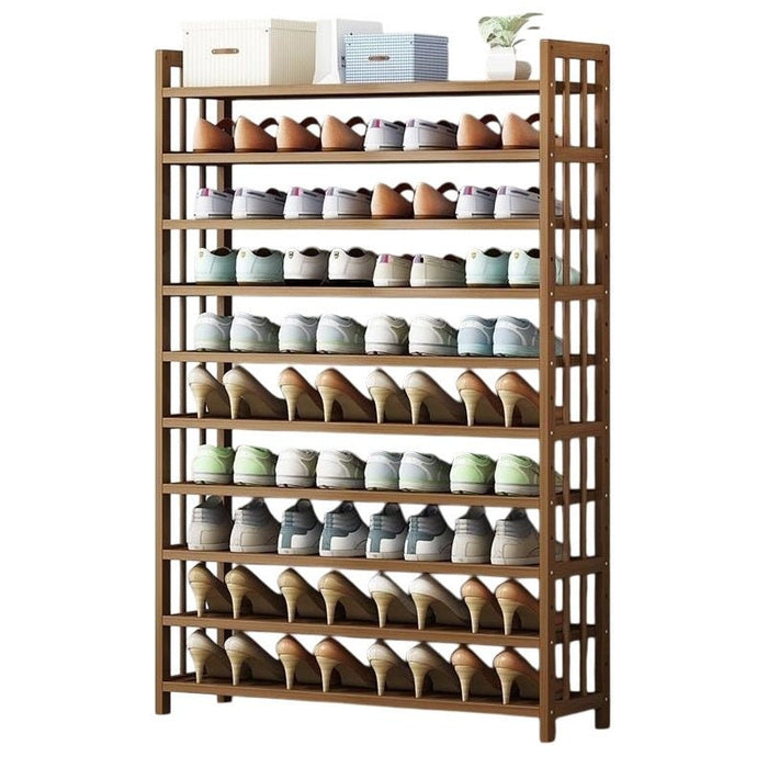 Multi - Tier Tower Bamboo Wooden Shoe Rack Corner Shelf Stand Storage Organizer - Amazingooh Wholesale
