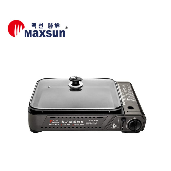 Maxsun Portable Gas Burner Stove with Inset Non Stick Cooking Pan Cooker Butane Camping 60mm Deep Pan