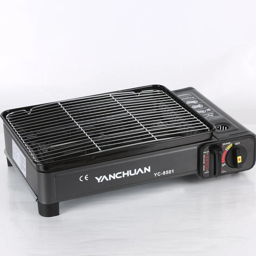 Portable Gas Stove Burner Butane BBQ Camping Gas Cooker With Non Stick Plate Black - Amazingooh Wholesale