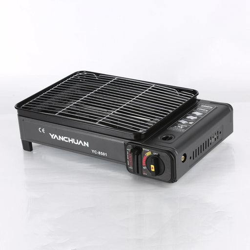 Portable Gas Stove Burner Butane BBQ Camping Gas Cooker With Non Stick Plate Black - Amazingooh Wholesale