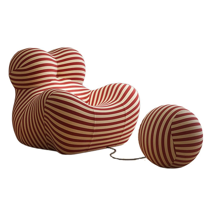 Retro Up Lounge Chair Ball and Chain Accent Chair with Ottoman Striped Upholstery High - Density Foam - Amazingooh Wholesale