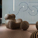 Retro Up Lounge Chair Ball and Chain Accent Chair with Ottoman Striped Upholstery High - Density Foam - Amazingooh Wholesale