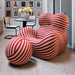 Retro Up Lounge Chair Ball and Chain Accent Chair with Ottoman Striped Upholstery High - Density Foam - Amazingooh Wholesale