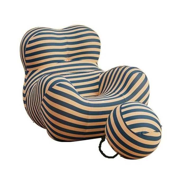 Retro Up Lounge Chair Ball and Chain Accent Chair with Ottoman Striped Upholstery High - Density Foam - Amazingooh Wholesale