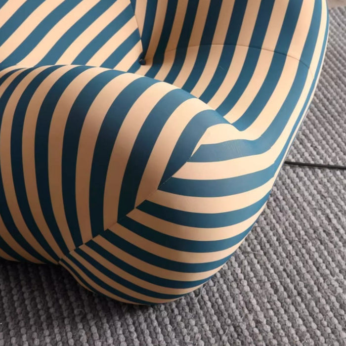 Retro Up Lounge Chair Ball and Chain Accent Chair with Ottoman Striped Upholstery High - Density Foam - Amazingooh Wholesale