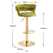 SERENITà 2x Height Adjustable Swivel Bar Stool Velvet Golden Base Barstools Chairs Padded Seat Olive Green - Amazingooh Wholesale