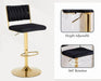 SERENITà 2x Velvet Bar Stools with Braided Back Elegant Kitchen High Chairs, Kitchen Island Stools Adjustable Height Swivel Bar Chairs with Gold Legs for Home - Black - Amazingooh Wholesale
