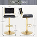 SERENITà 2x Velvet Bar Stools with Braided Back Elegant Kitchen High Chairs, Kitchen Island Stools Adjustable Height Swivel Bar Chairs with Gold Legs for Home - Black - Amazingooh Wholesale