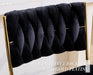 SERENITà 2x Velvet Bar Stools with Braided Back Elegant Kitchen High Chairs, Kitchen Island Stools Adjustable Height Swivel Bar Chairs with Gold Legs for Home - Black - Amazingooh Wholesale