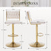 SERENITà 2x Velvet Bar Stools with Braided Back Elegant Kitchen High Chairs, Kitchen Island Stools Adjustable Height Swivel Bar Chairs with Gold Legs for Home - White - Amazingooh Wholesale