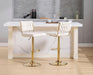 SERENITà 2x Velvet Bar Stools with Braided Back Elegant Kitchen High Chairs, Kitchen Island Stools Adjustable Height Swivel Bar Chairs with Gold Legs for Home - White - Amazingooh Wholesale