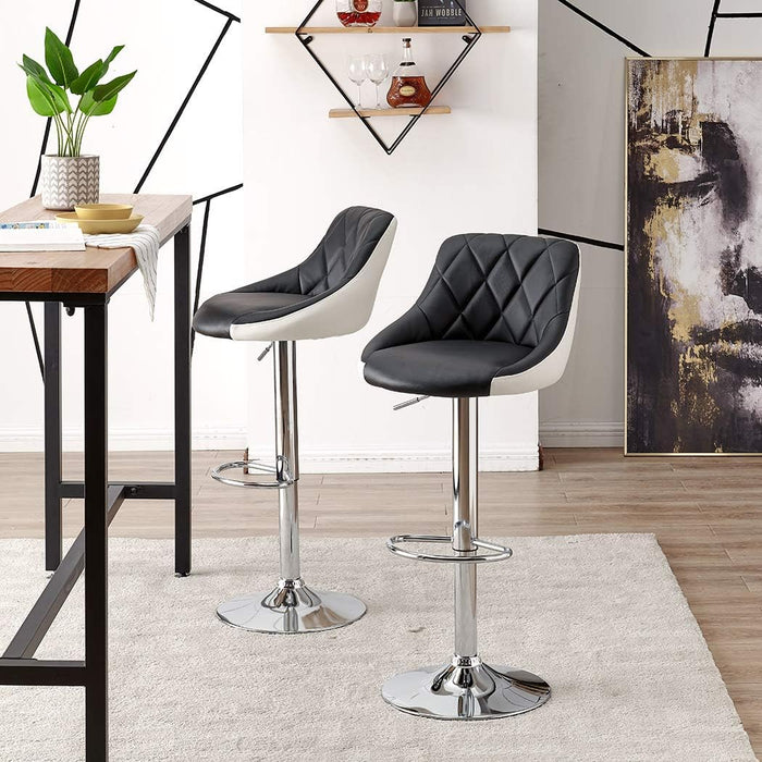 SERENITà Bar Stools Kitchen Bar Stool Leather Barstools Swivel Gas Lift Counter Chairs BS8403 Black - Amazingooh Wholesale