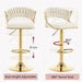 SERENITà Beige Velvet Padded Golden Round Base Barstools Chairs x 2 - Amazingooh Wholesale